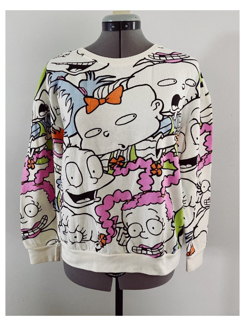 Nickelodeon Sz M All Over Print Rugrats Fleece Sweatshirt AOP Retro